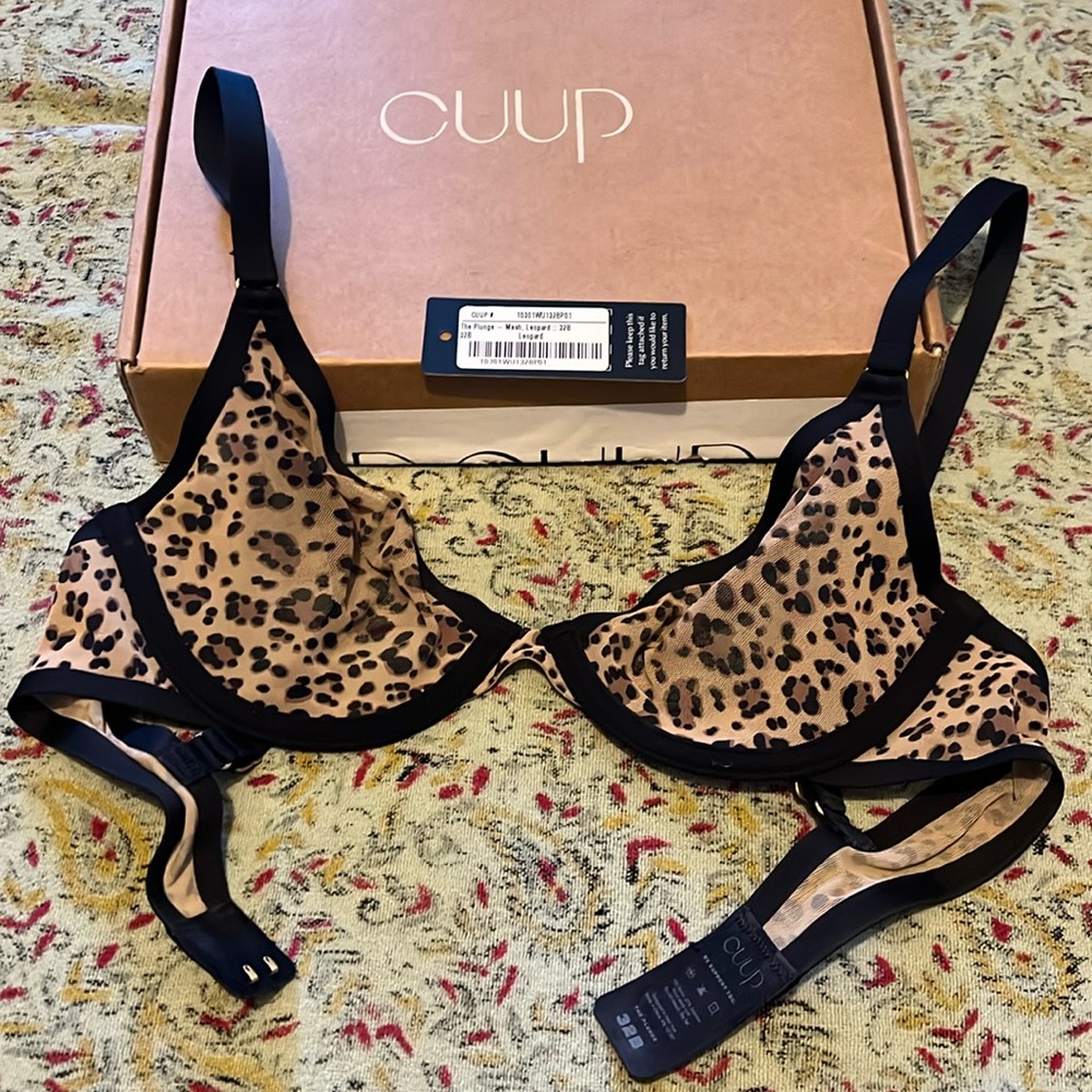 CUUP Plunge Mesh Leopards Bra 32B